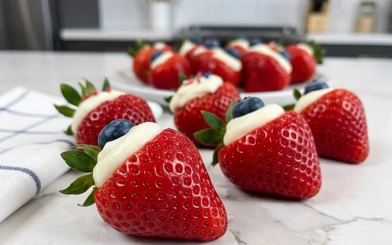 Red, White, and Blue Cheesecake Strawberries