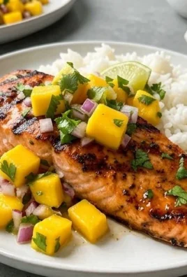 Grilled Salmon with Mango Salsa and Coconut Rice