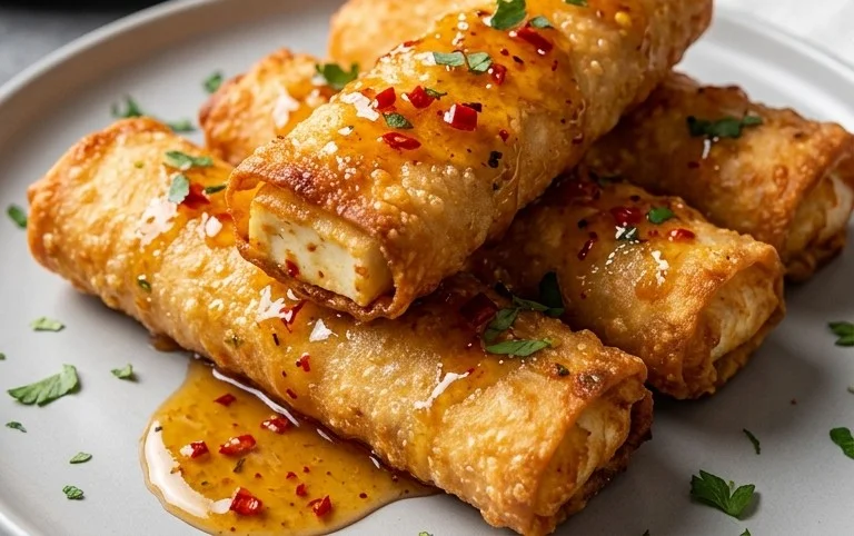 Indulgent Oven Fried Feta Rolls with Chili Honey Magic