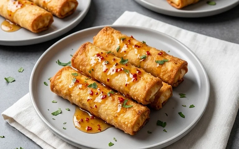 Indulgent Oven Fried Feta Rolls with Chili Honey Magic