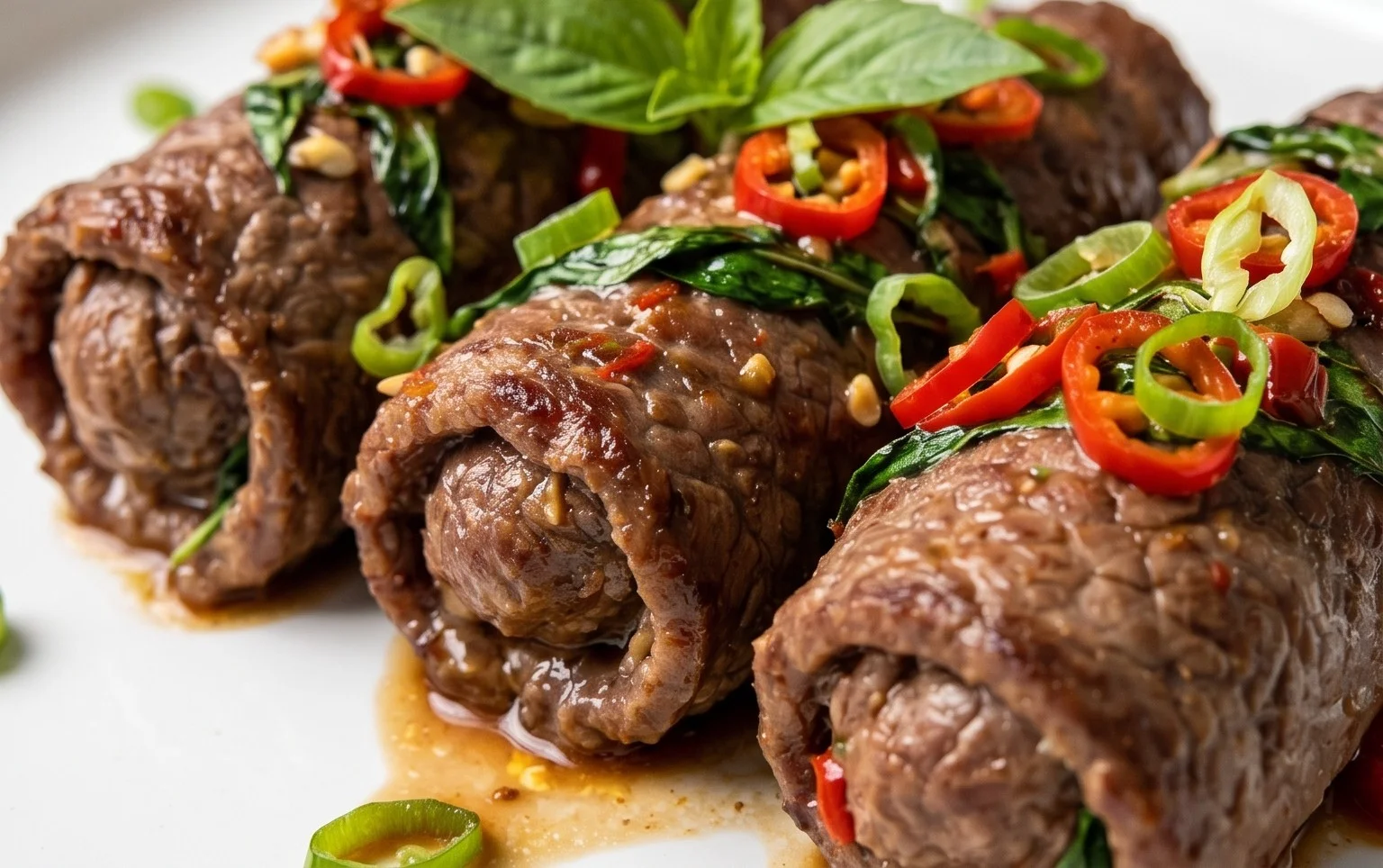 Thai Basil Beef Rolls