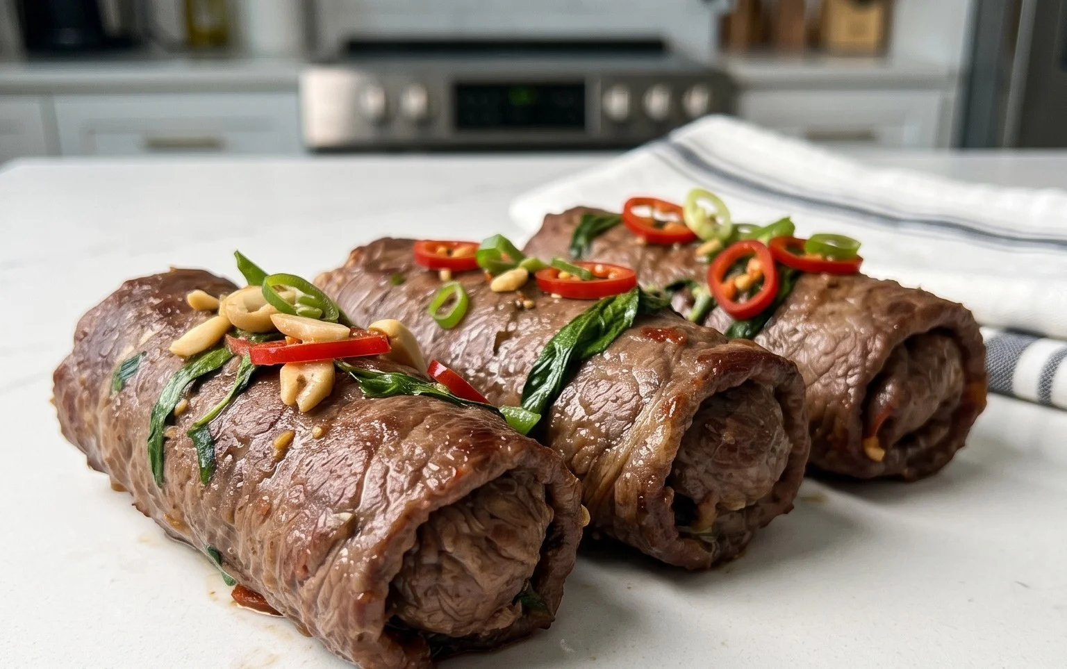 Thai Basil Beef Rolls