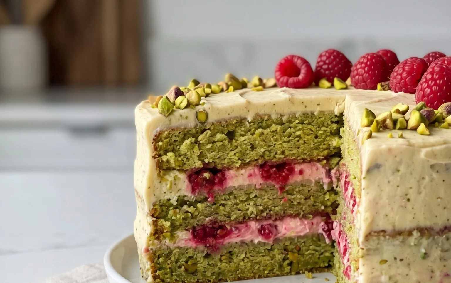 Pistachio Raspberry Cake