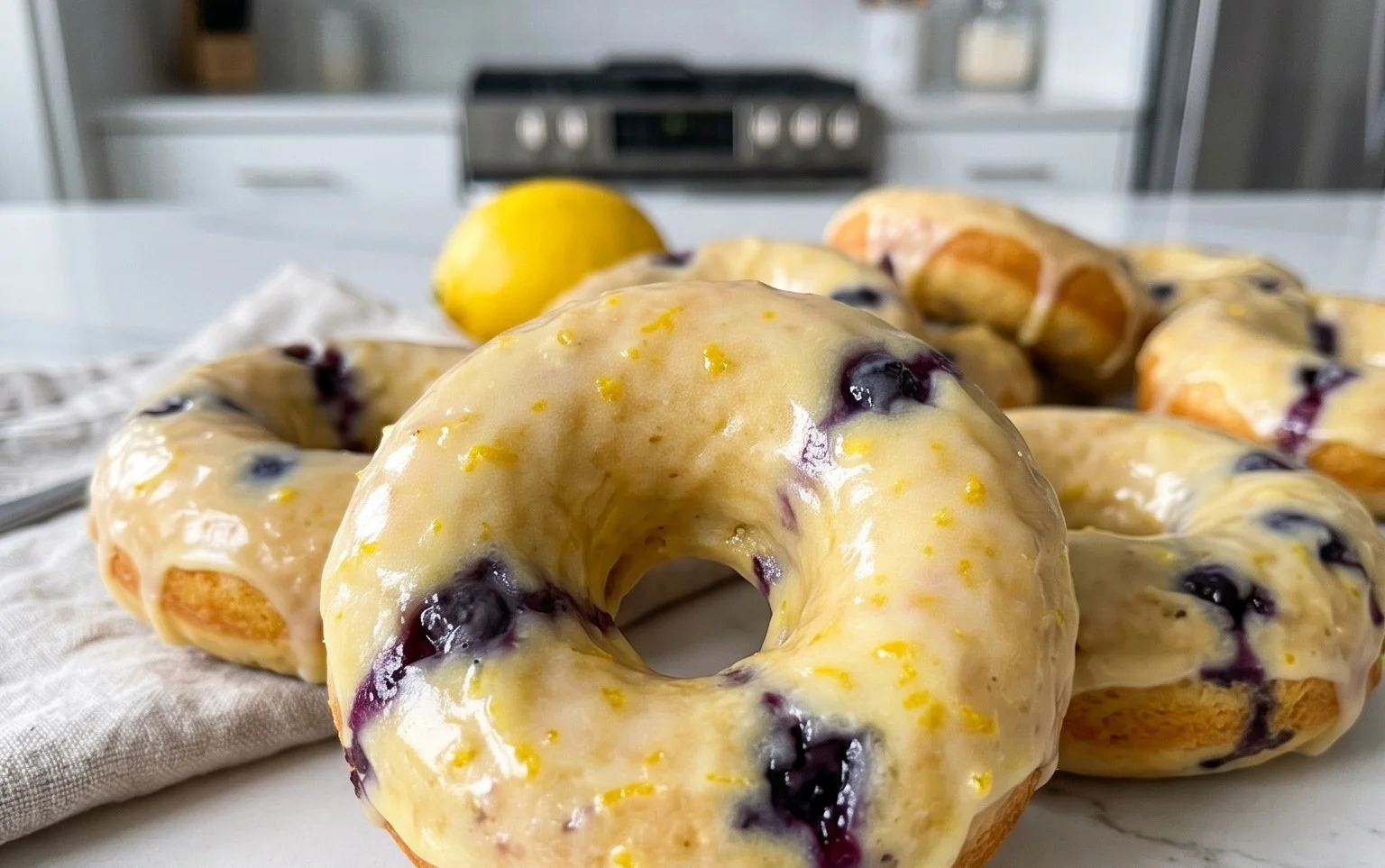 Baked Lemon Blueberry Doughnuts