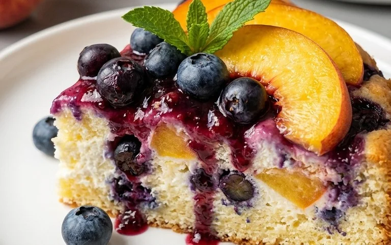 Peach and Blueberry Greek Yogurt Cake