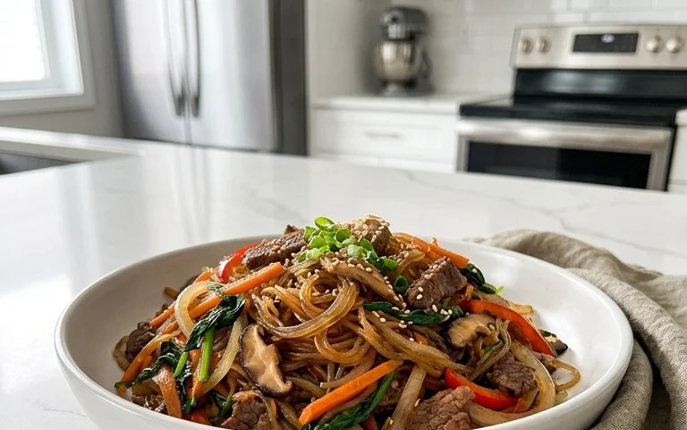 Japchae (Korean Glass Noodle Stir Fry)
