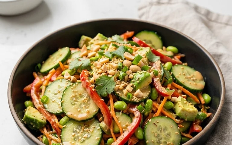 Creamy Asian Cucumber Salad Bowl