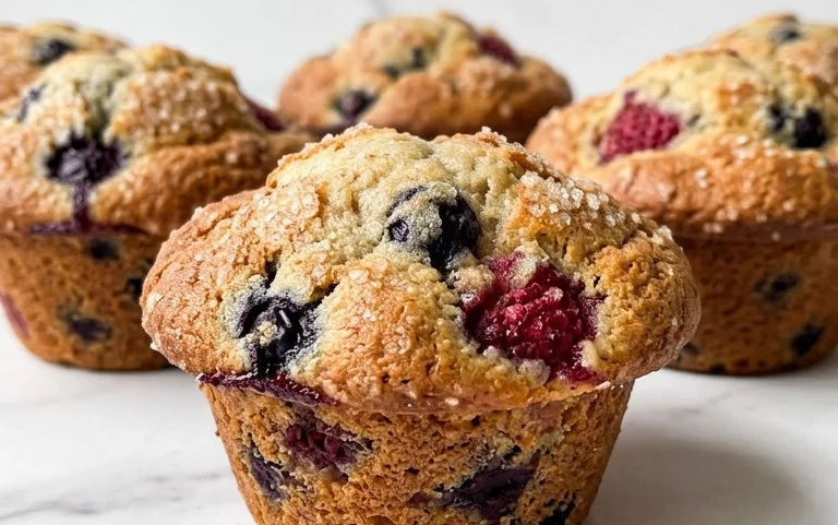 Bakery Style Mixed Berry Muffins | with Frozen Berries