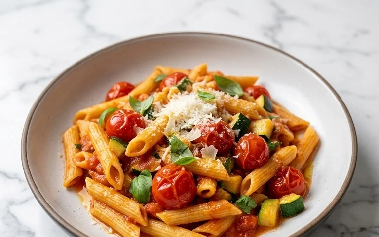 Healthy Tomato Zucchini Pasta