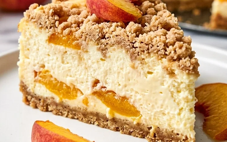 Peach Cream Cheese Cake with Streusel Topping