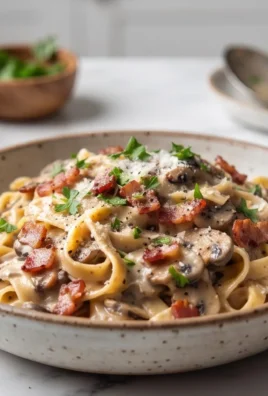 Creamy Beef Bacon and Mushroom Pasta
