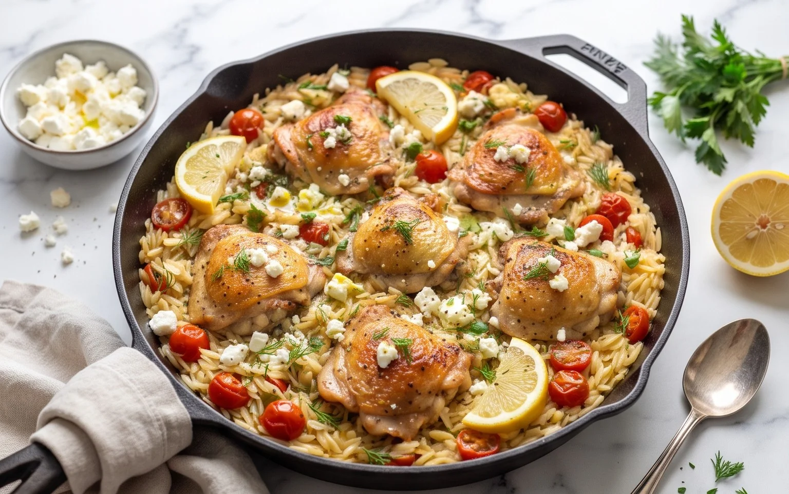 Greek Chicken and Lemon Rice (30 Minutes, One-Pot)