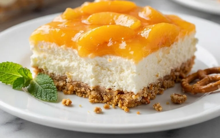 Peach Pretzel Salad Dessert