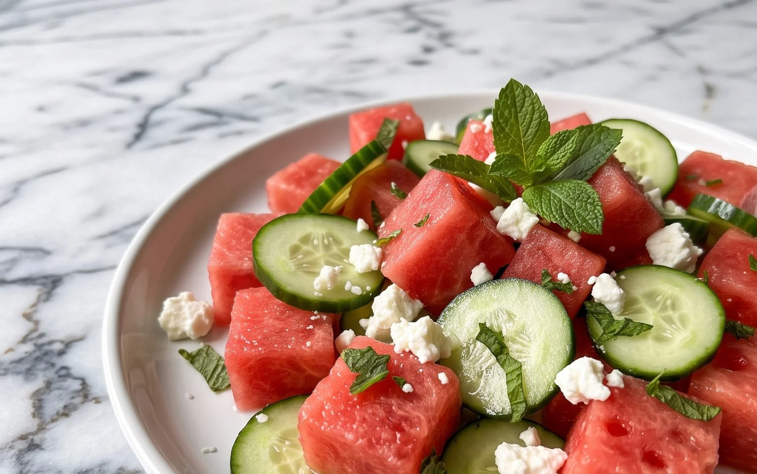 Watermelon Salad with Cucumber and Feta