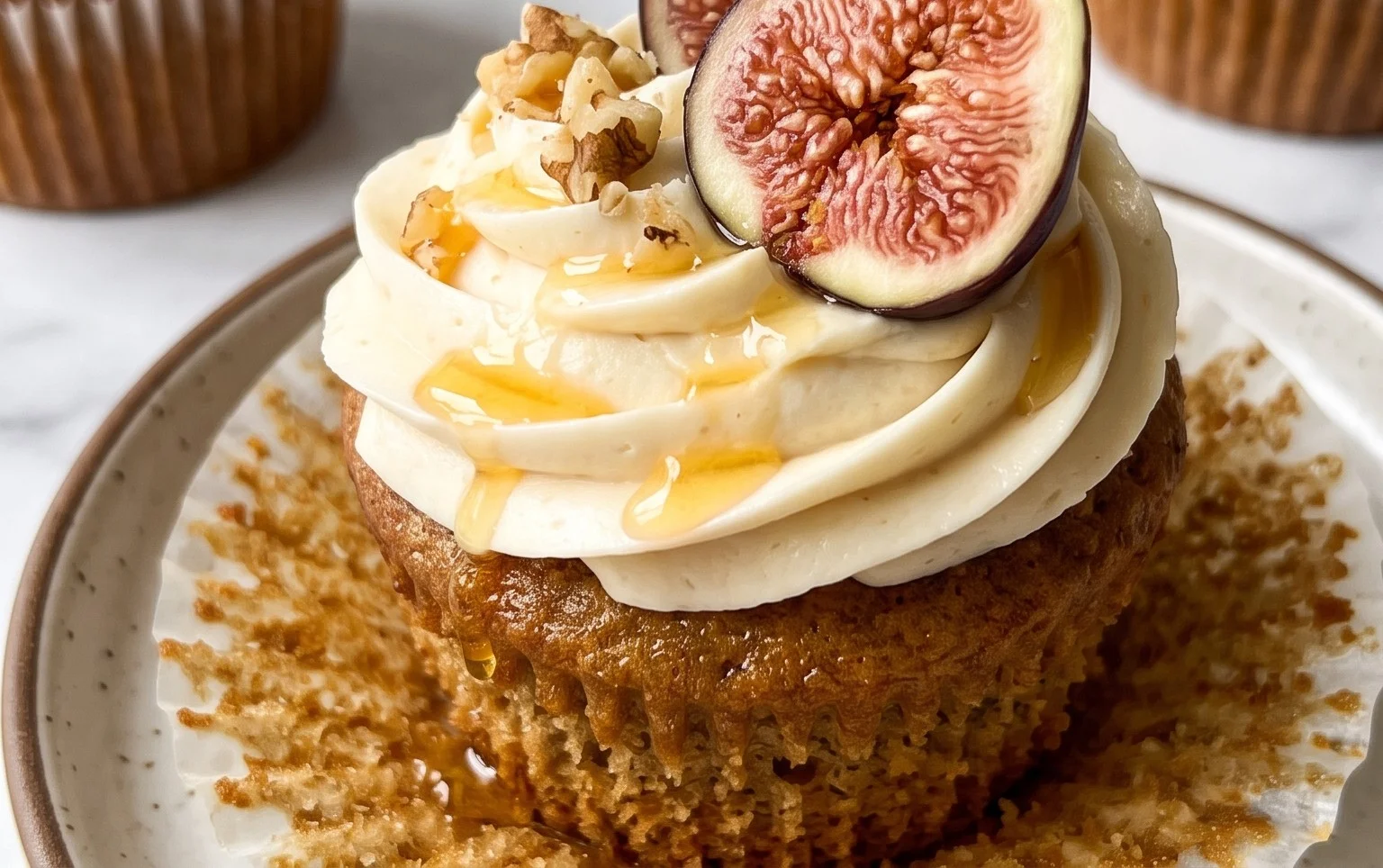 Fig Cupcakes with Honey Cream Cheese Frosting