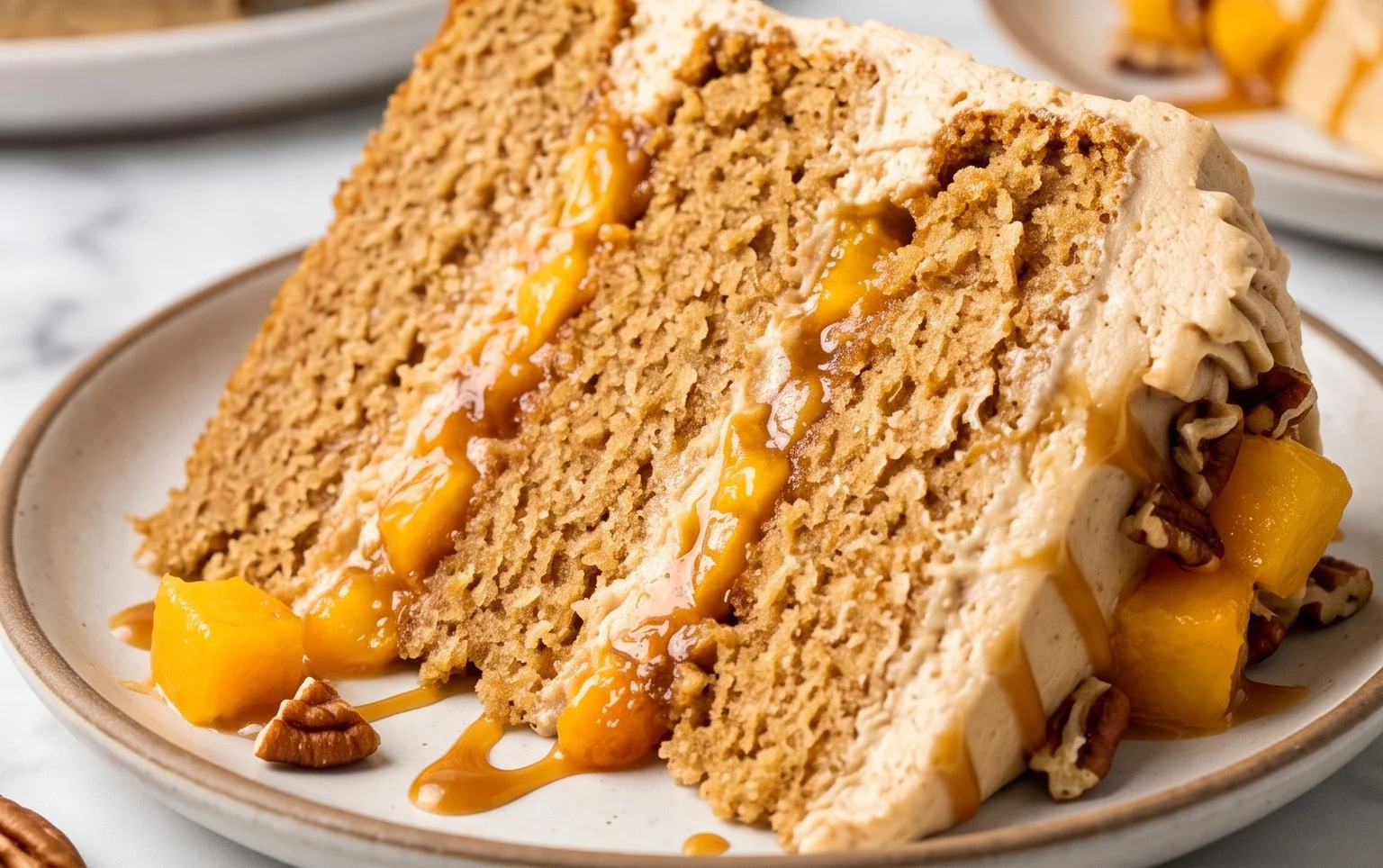 Brown Sugar Layer Cake with Peach Filling