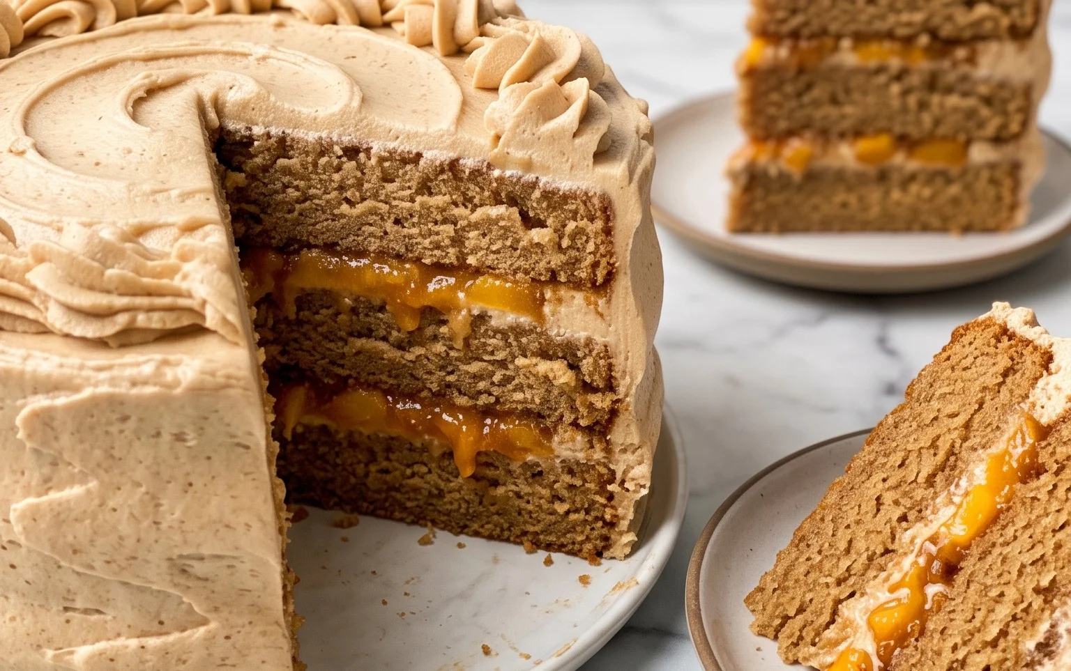 Brown Sugar Layer Cake with Peach Filling