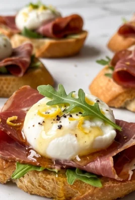Beef Prosciutto Crostini with Burrata and Lemon Honey Drizzle