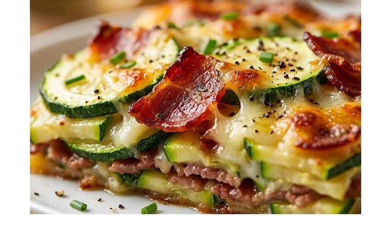 Zucchini and Beef Bacon Slice