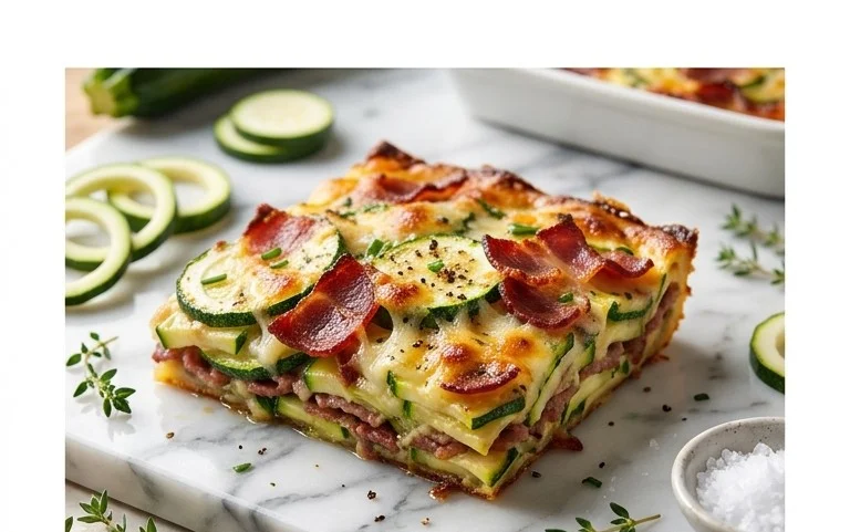 Zucchini and Beef Bacon Slice